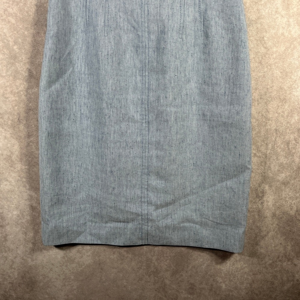 Rebecca Taylor Tailored Dress Womens 6‎ Blue Linen Blend Ruffle Sleeve Career - Picture 3 of 10